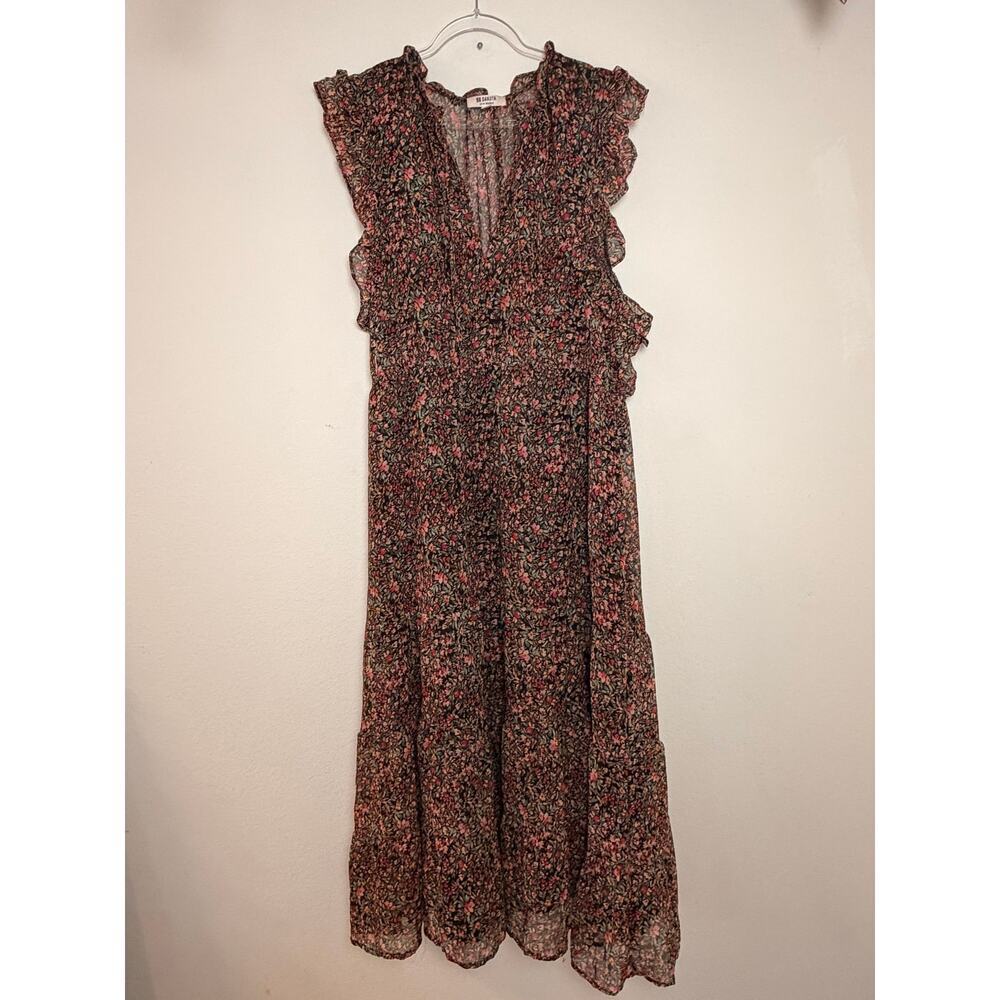 BB Dakota Steve Madden Floral Ruffle Tiered Midi Dress XXL Multi Color Boho - Picture 5 of 8